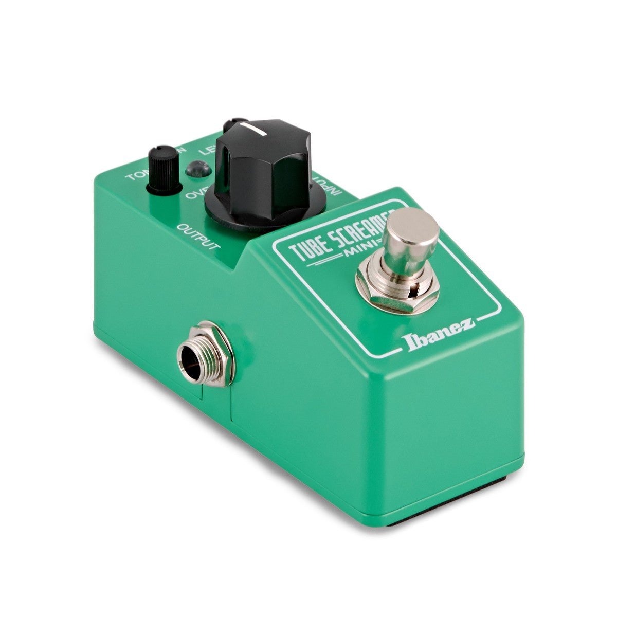 Phơ Overdrive Ibanez Tube Screamer Mini – góc nghiêng 3/4 bên trái với jack OUTPUT