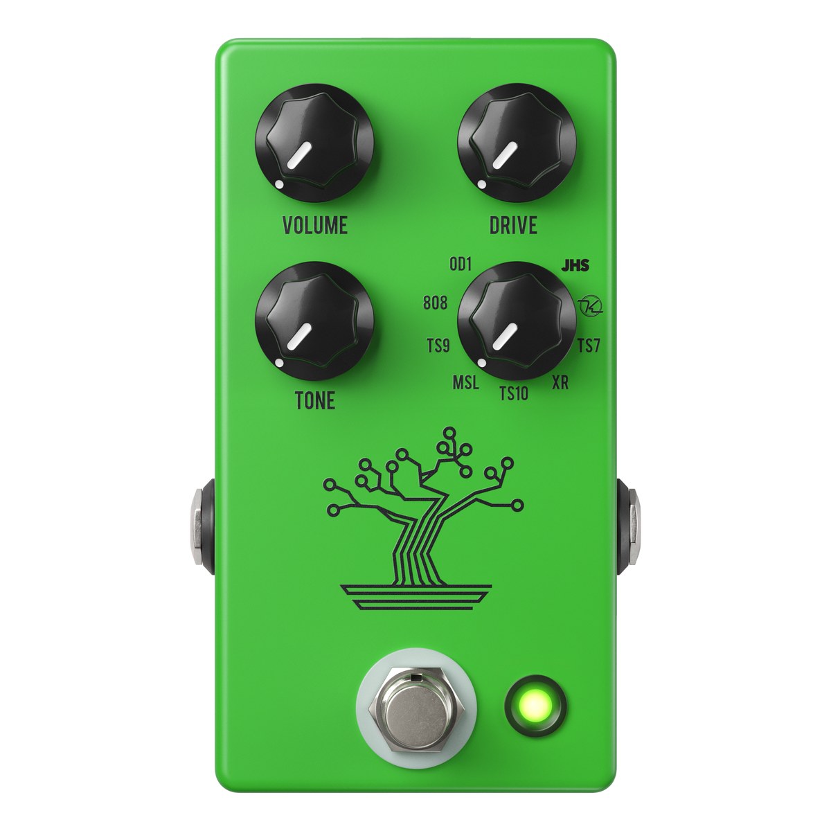 JHS Bonsai 9-Way Screamer nhìn chính diện: núm VOLUME, DRIVE, TONE và núm chọn 9 chế độ