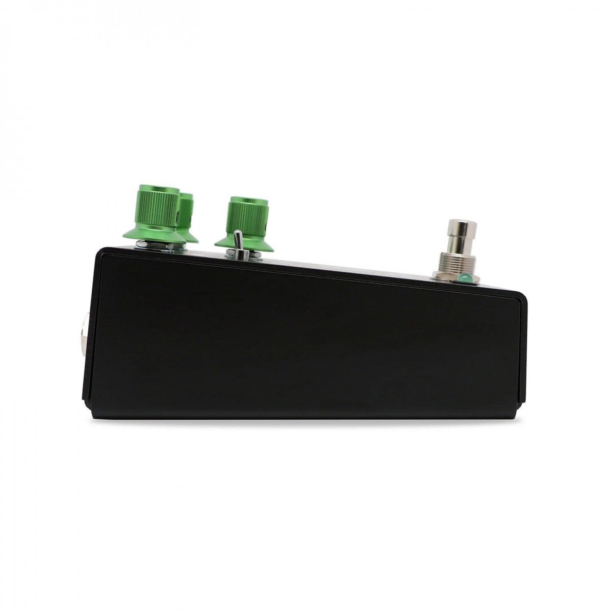 Phơ Overdrive Keeley Noble Screamer 4-in-1 – nhìn ngang cạnh bên thân vỏ đen, núm xanh lá nhô trên mặt