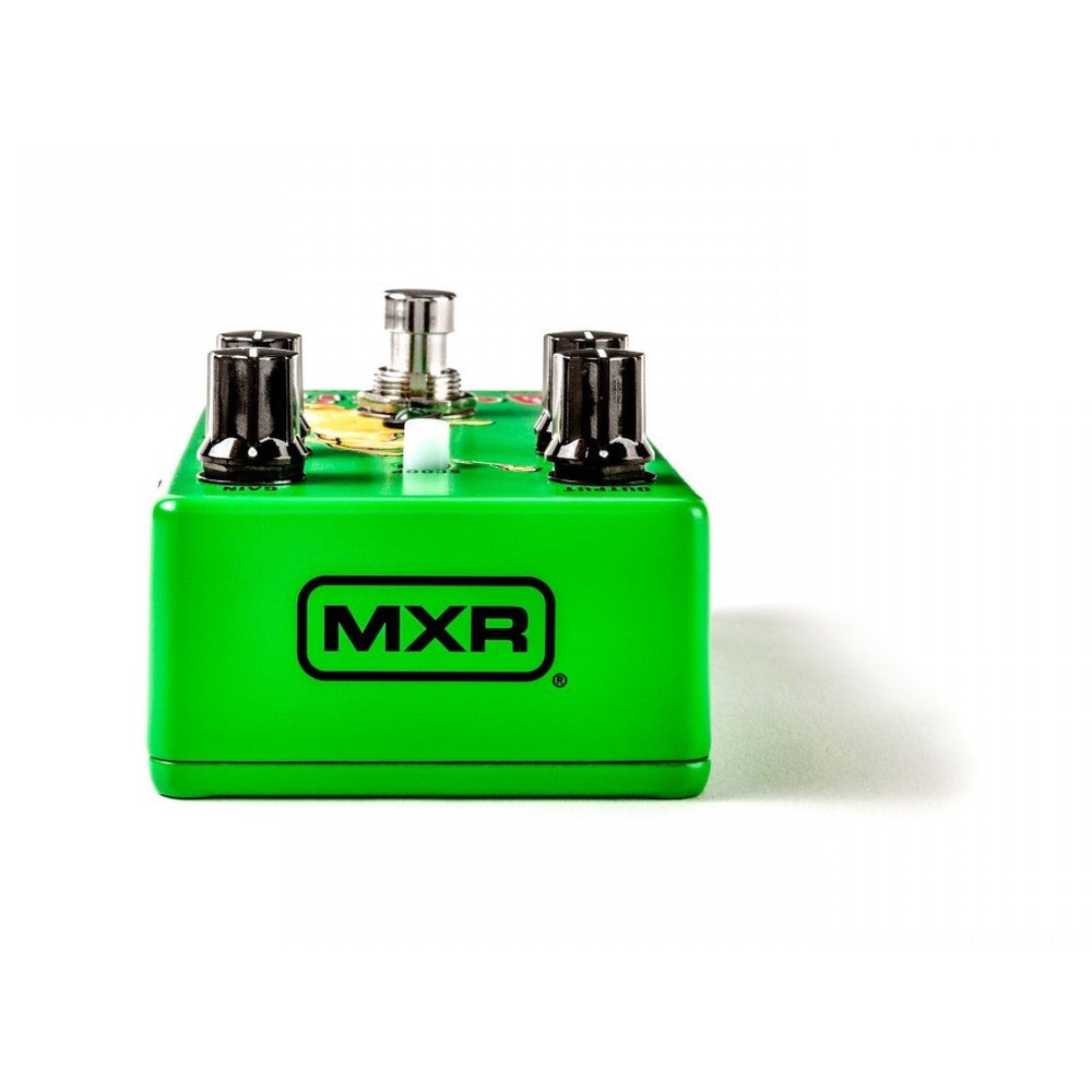 Phơ Overdrive MXR DD30 Dookie Drive 30th Anniversary – đầu sau vỏ máy với logo MXR in trên nền xanh lá