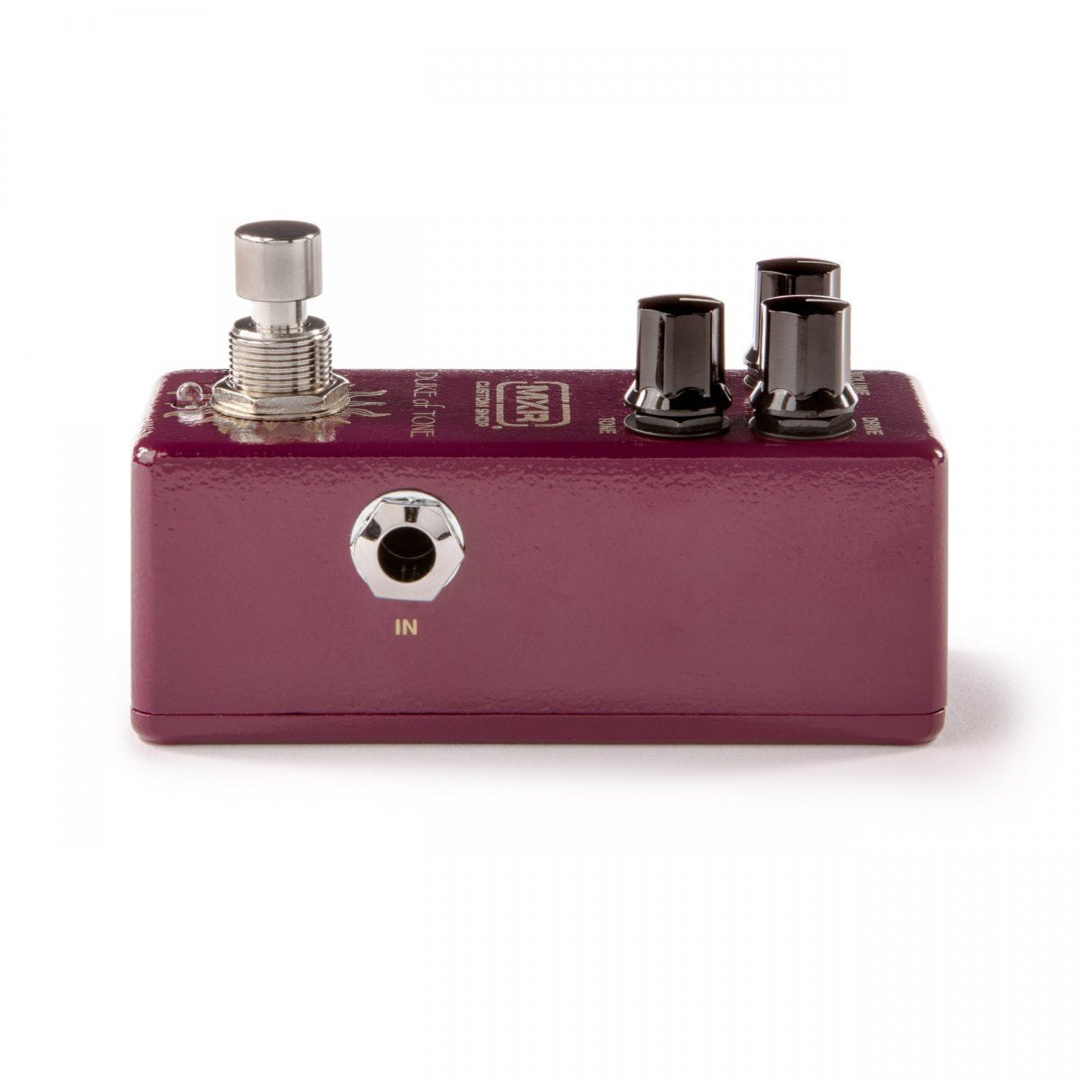 Phơ Overdrive MXR Duke of Tone CSP039 – cạnh phải vỏ mini nhìn ngang với cổng jack IN