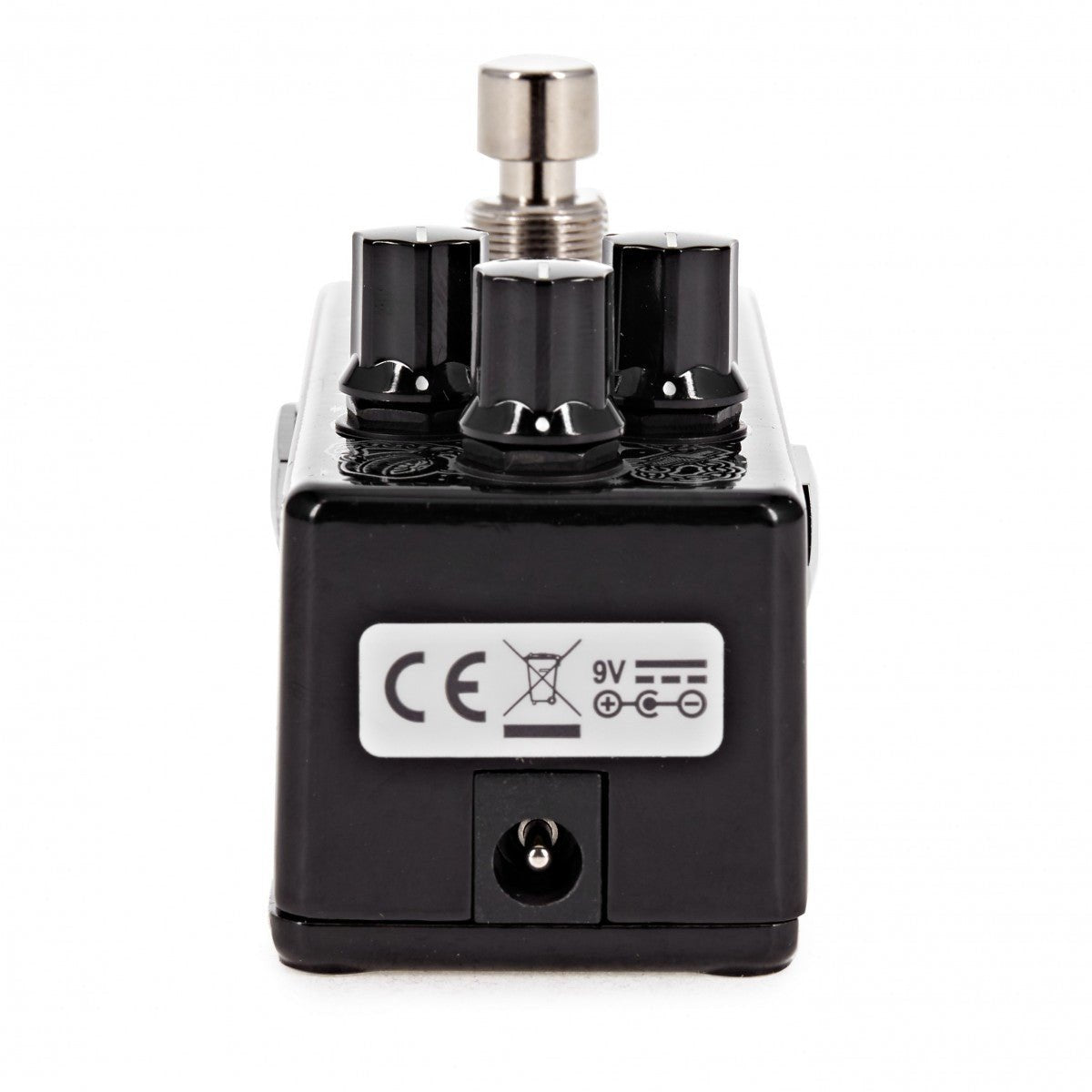 Phơ Overdrive MXR EG74 Eric Gales Raw Dawg – mặt sau với cổng nguồn DC 9V và nhãn CE, nhìn thẳng
