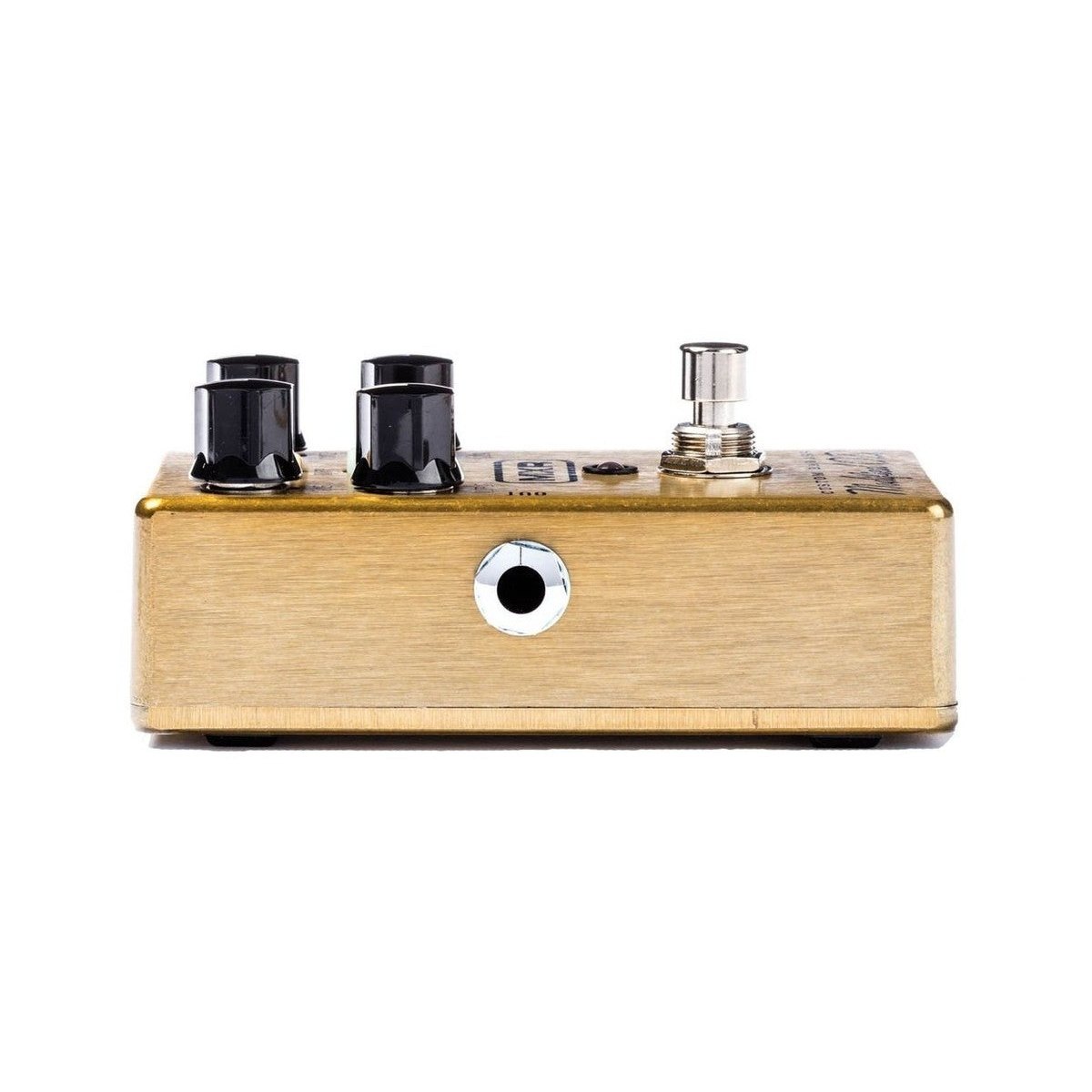 Phơ Overdrive MXR M77 Custom Badass Modified O.D. – cạnh trái với cổng jack output, vỏ vàng xước