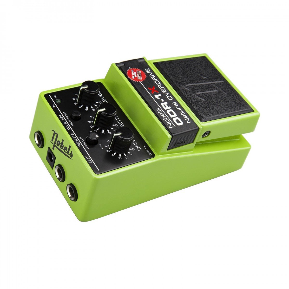 Phơ Overdrive Nobels ODR-1X Natural Overdrive – góc nghiêng thấy dãy cổng jack ở đầu trên máy