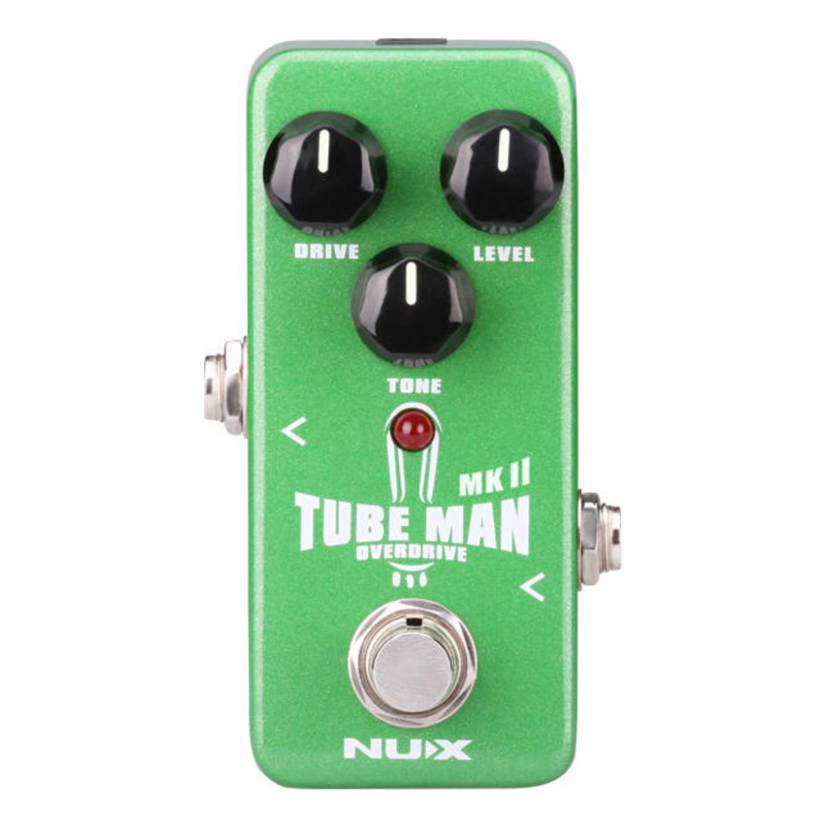 Phơ Overdrive NUX Tube Man MKII NOD-2 – Mặt trên NUX Tube Man MKII với 3 núm DRIVE, LEVEL, TONE, đèn LED và footswitch