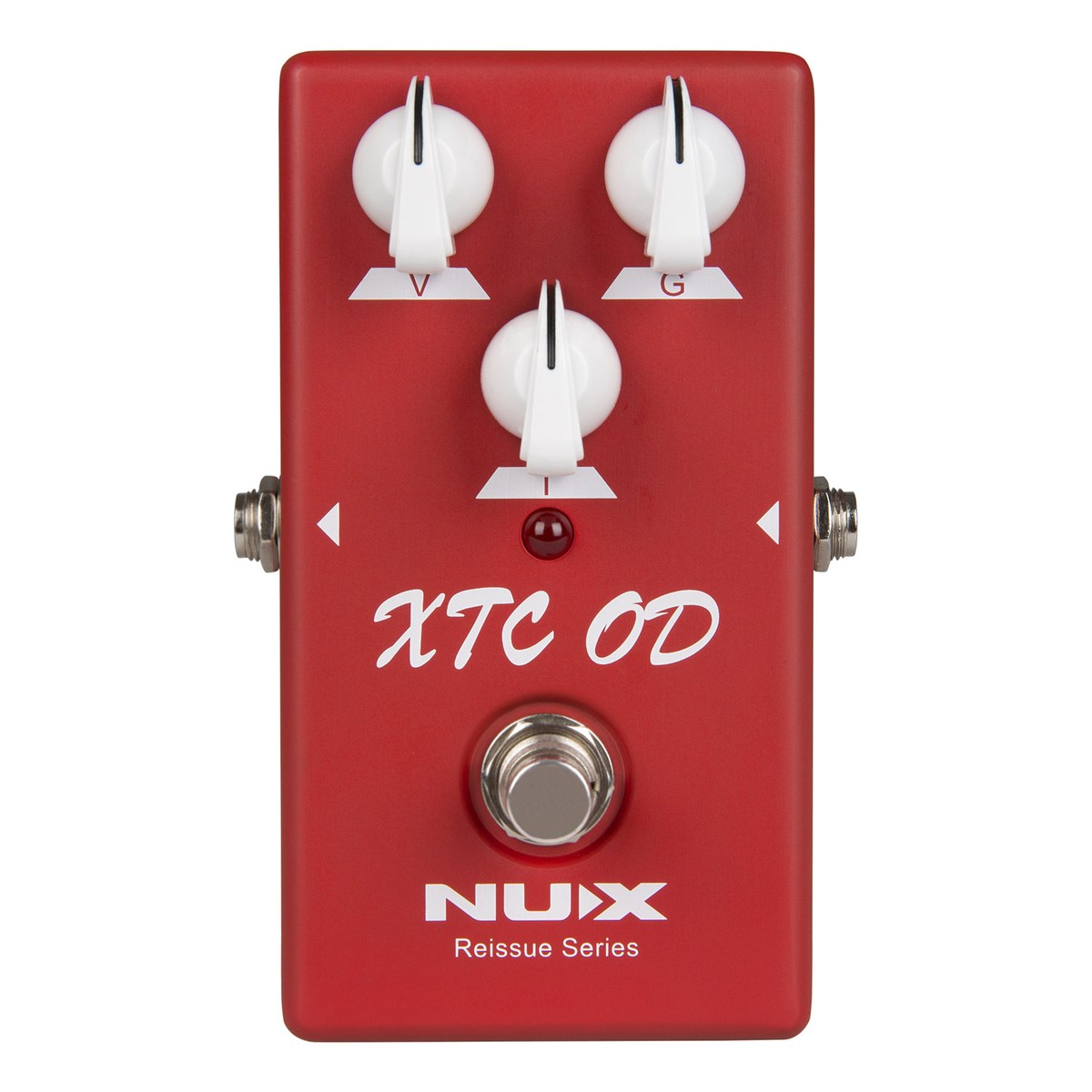 Phơ Overdrive NUX XTC OD – Mặt trên NUX XTC OD với 3 núm LEVEL, GAIN, TONE và footswitch