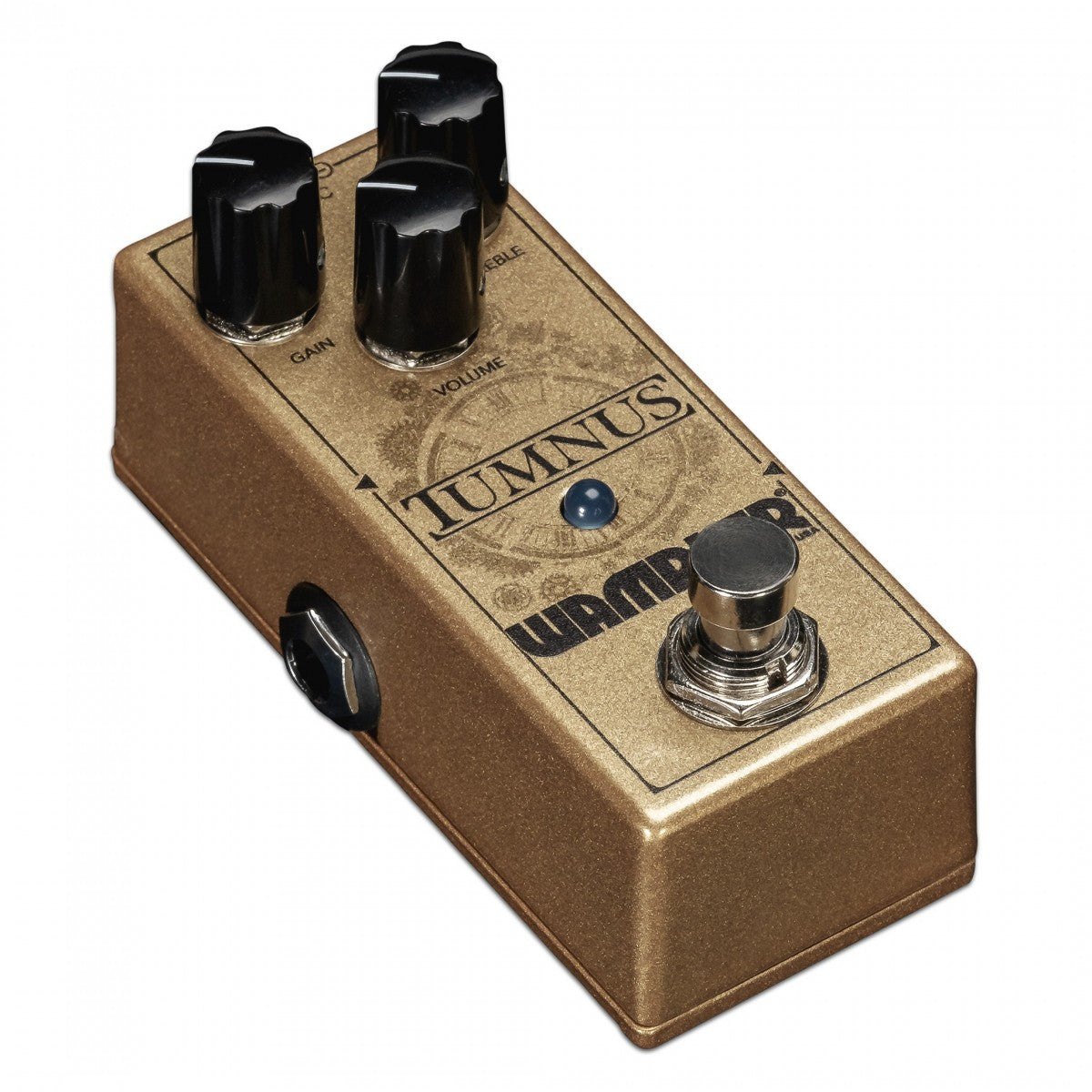 Phơ Overdrive Wampler Tumnus – góc nghiêng 3/4 bên trái, thấy jack cắm ở cạnh trái