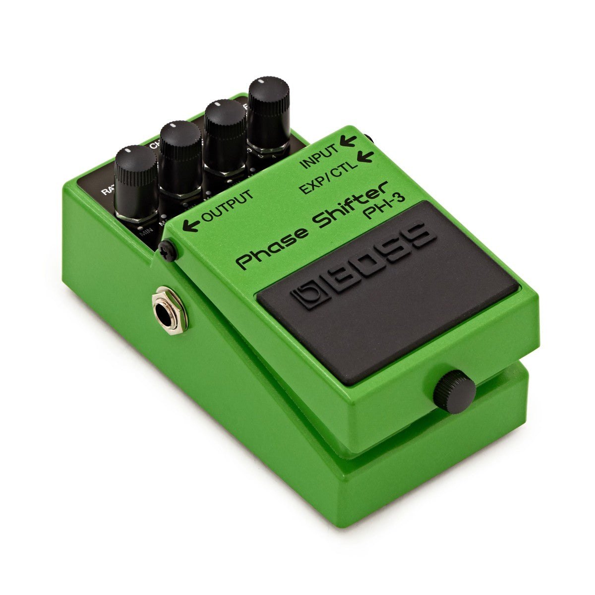 Phơ Phaser BOSS PH-3 Phase Shifter – góc nghiêng bên trái, thấy cổng OUTPUT