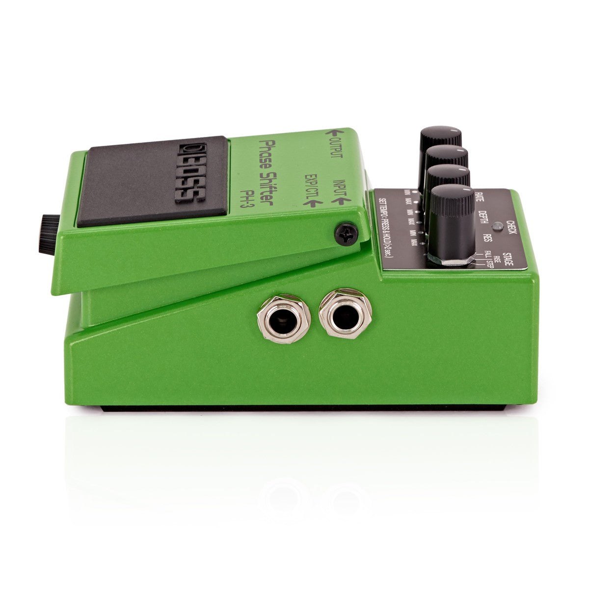 Phơ Phaser BOSS PH-3 Phase Shifter – cạnh phải với cổng INPUT và cổng EXP/CTL