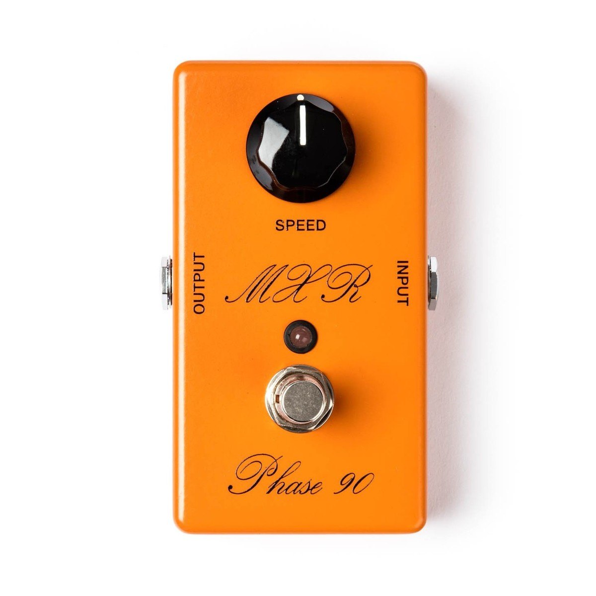 Phơ Phaser MXR CSP101SL Script Phase 90 LED – mặt trên nhìn thẳng, logo MXR chữ viết tay, núm SPEED và đèn LED
