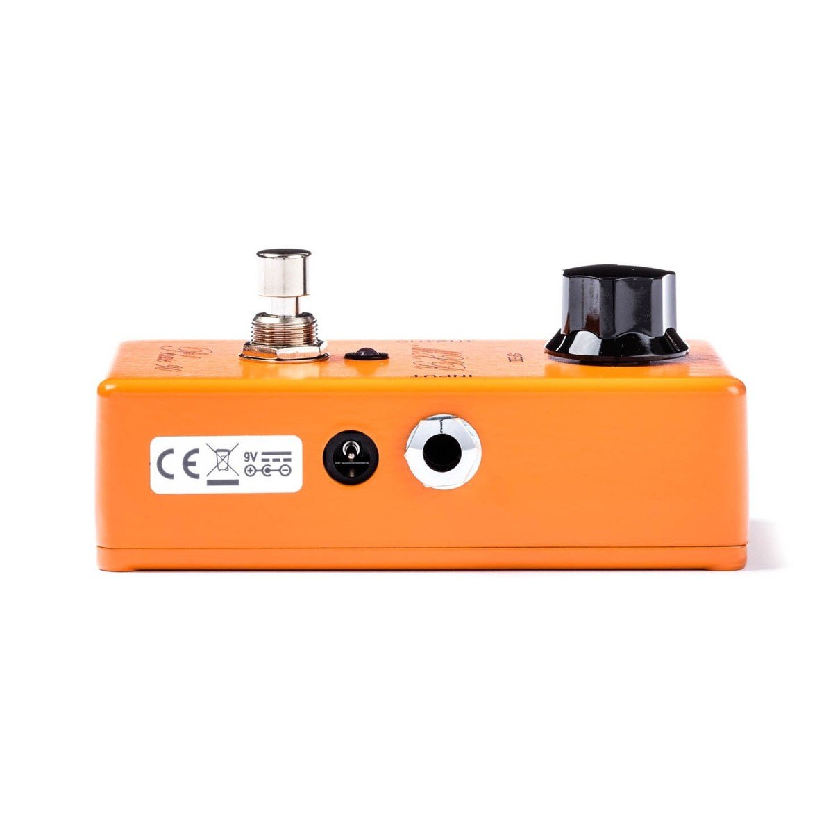 Phơ Phaser MXR CSP101SL Script Phase 90 LED – cạnh phải với tem CE, jack nguồn DC và cổng INPUT