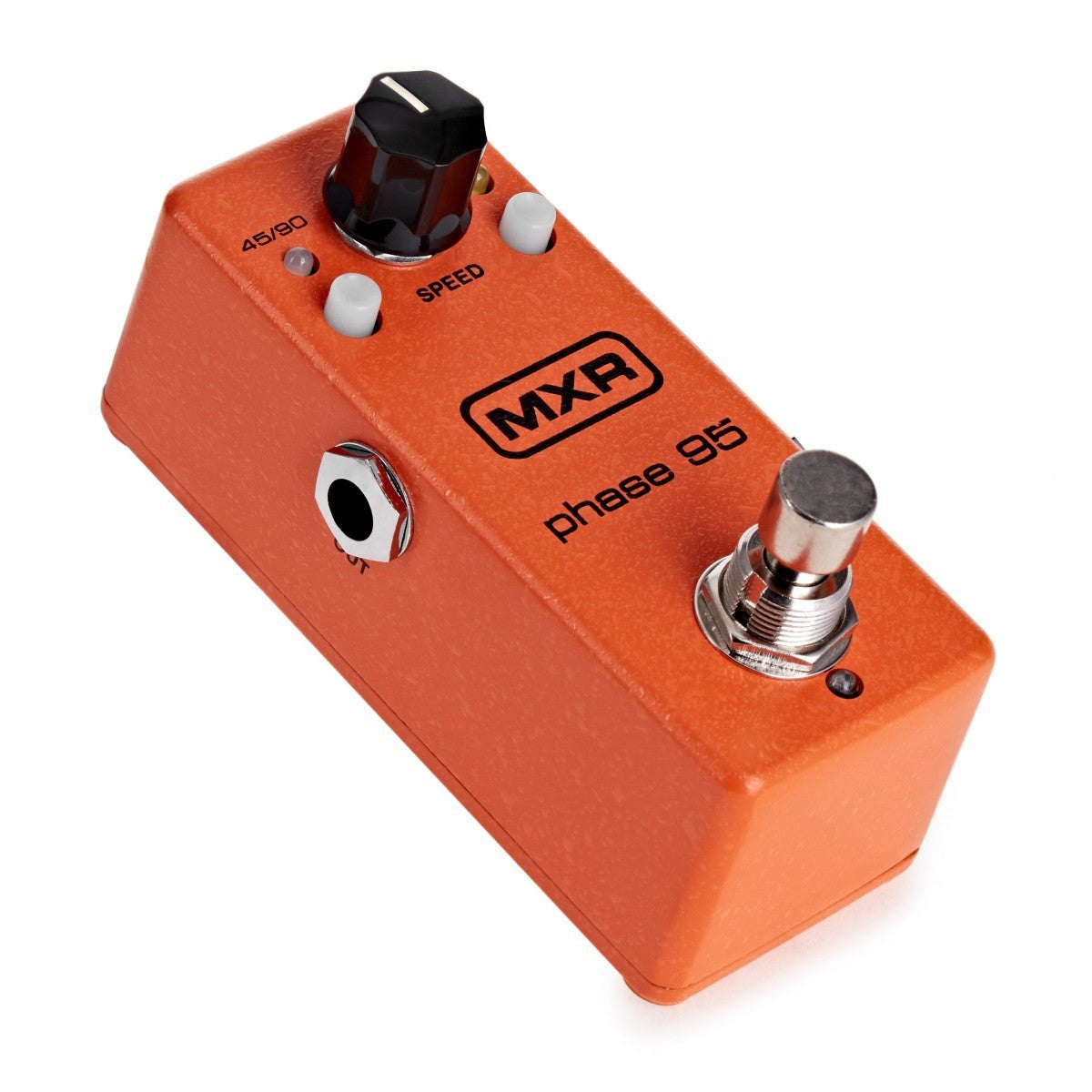 Phơ Phaser MXR M290 Phase 95 Mini – góc nghiêng bên trái, thấy cổng OUTPUT