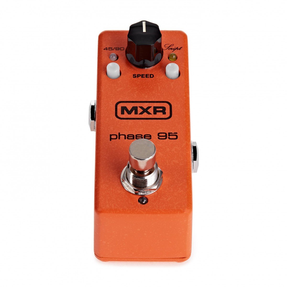 Phơ Phaser MXR M290 Phase 95 Mini – nhìn từ phía trước, thân mini màu cam và footswitch