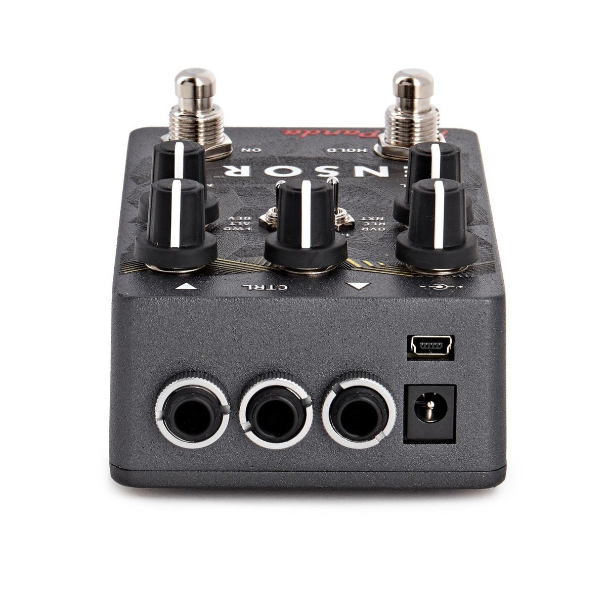 Phơ Pitch Shifter Red Panda Tensor Time Warp – đầu trên với 3 cổng jack, CTRL, mini USB và nguồn DC