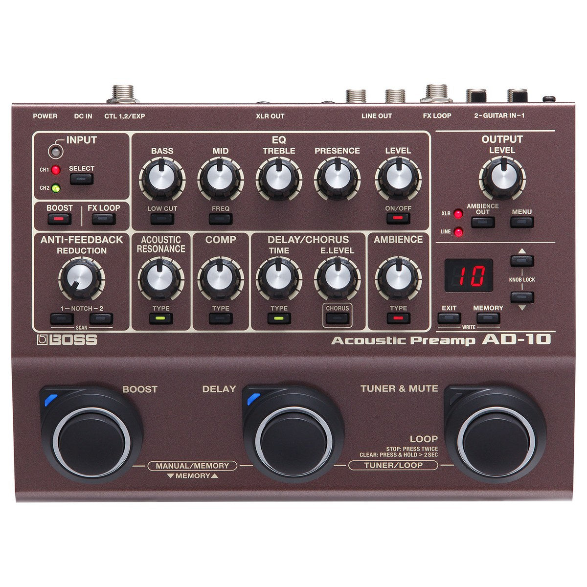 Phơ Preamp Acoustic BOSS AD-10 Acoustic Preamp - mặt trên