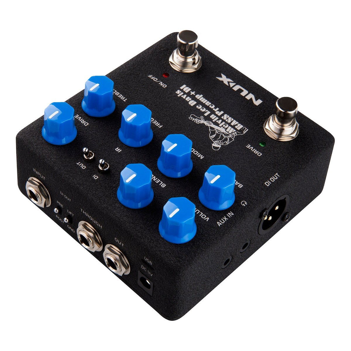 Phơ Preamp Bass NUX MLD Bass Preamp + DI NBP-5 – Góc nghiêng phía sau thấy dãy jack vào ra