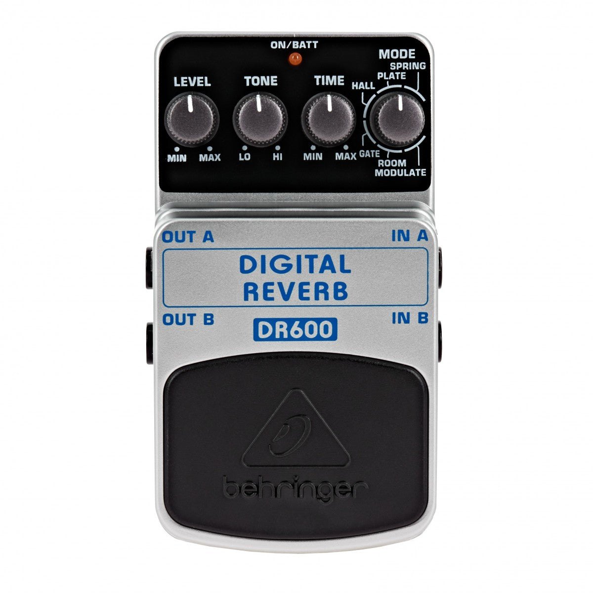 Phơ Reverb Behringer DR600 Digital Reverb – mặt trên với núm LEVEL, TONE, TIME và MODE 6 chế độ reverb