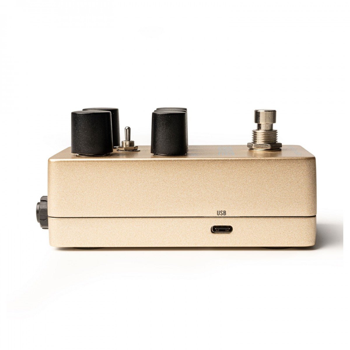 Phơ Reverb Universal Audio UAFX Heavenly Plate Reverb – cạnh bên với cổng USB-C, núm và công tắc chân