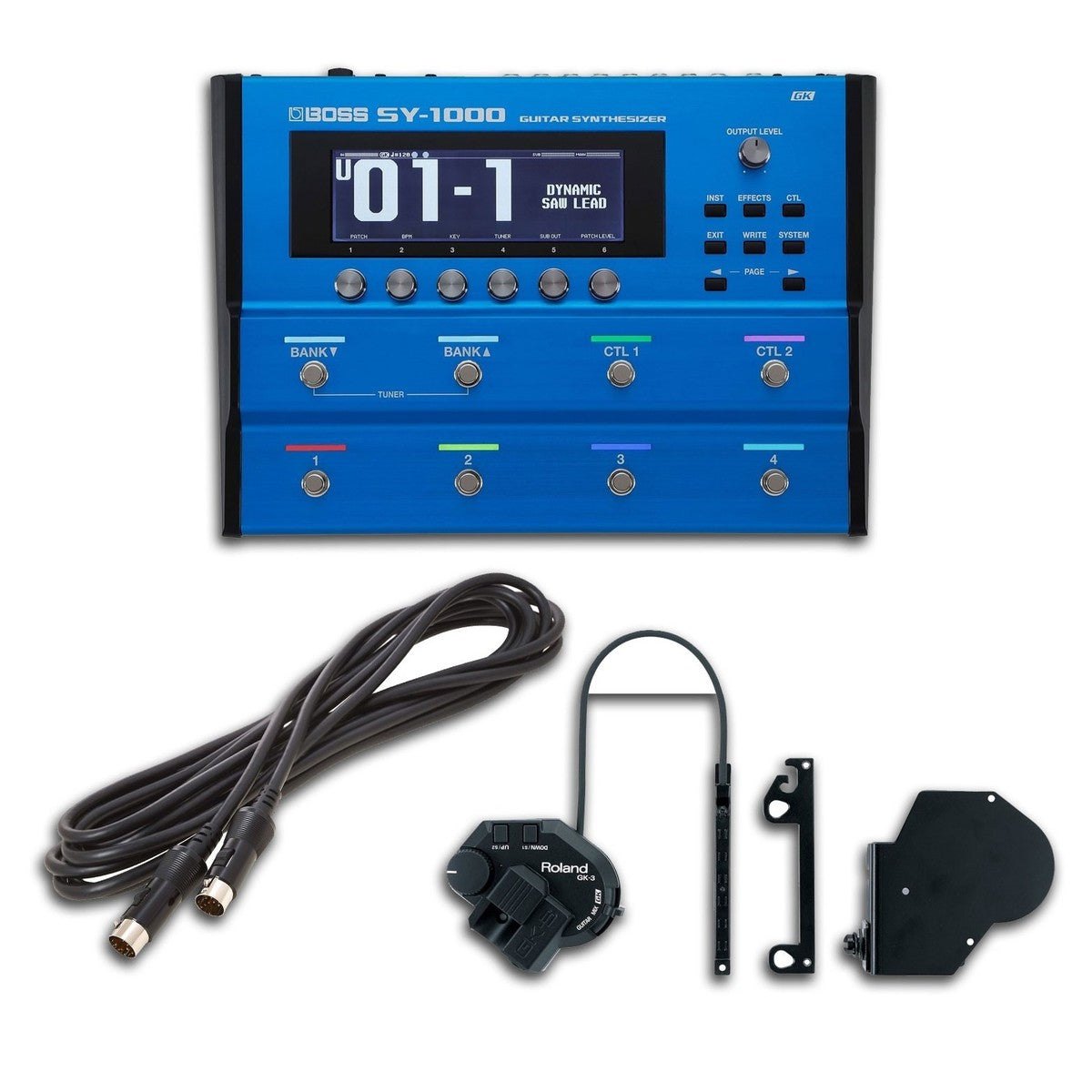 Phơ Synth BOSS SY-1000 Kèm Pickup Roland GK-3 – trọn bộ gồm SY-1000, pickup GK-3 và dây cáp 13 chân