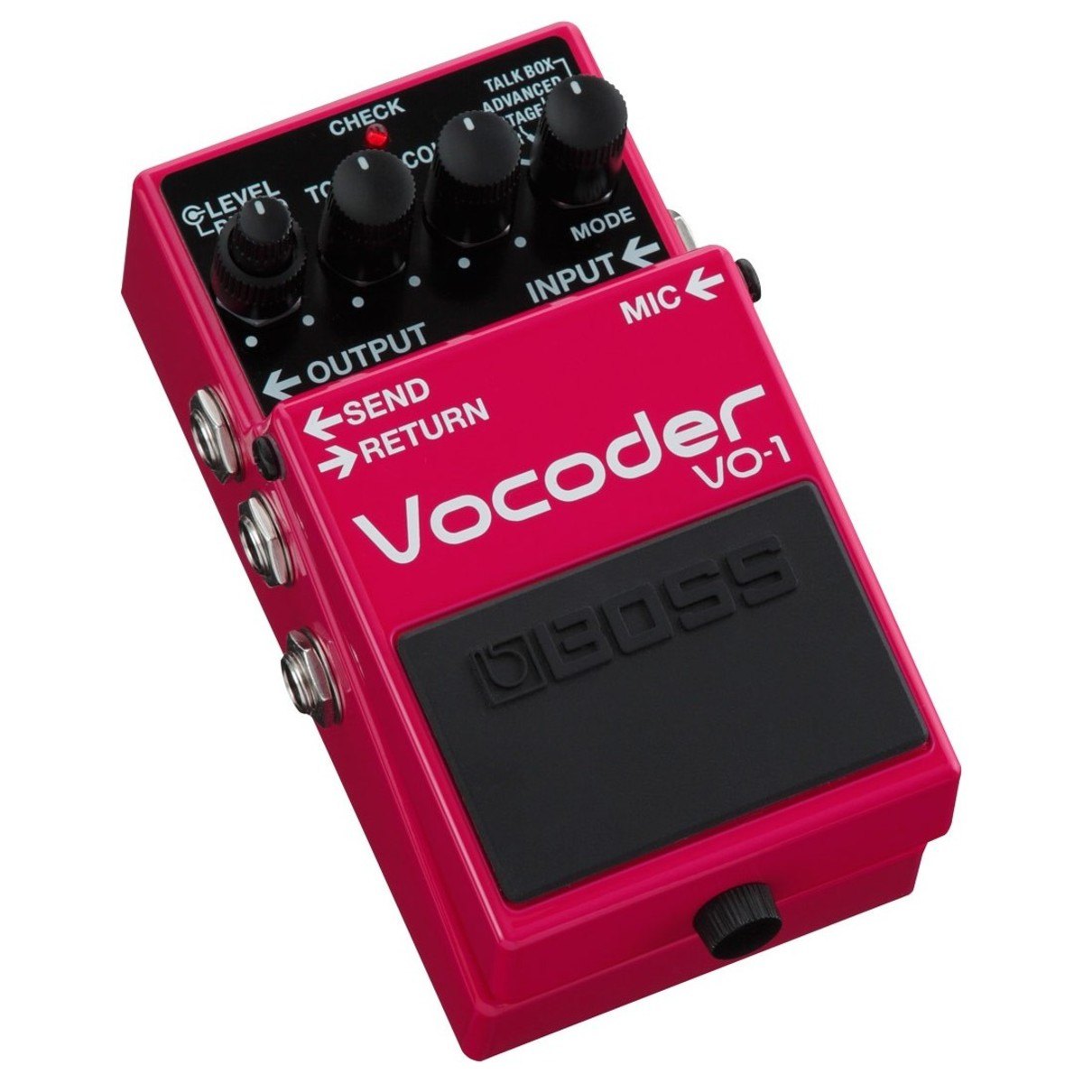 Phơ Synth BOSS VO-1 Vocoder – góc nghiêng 3/4 thấy cổng SEND/RETURN và OUTPUT bên trái