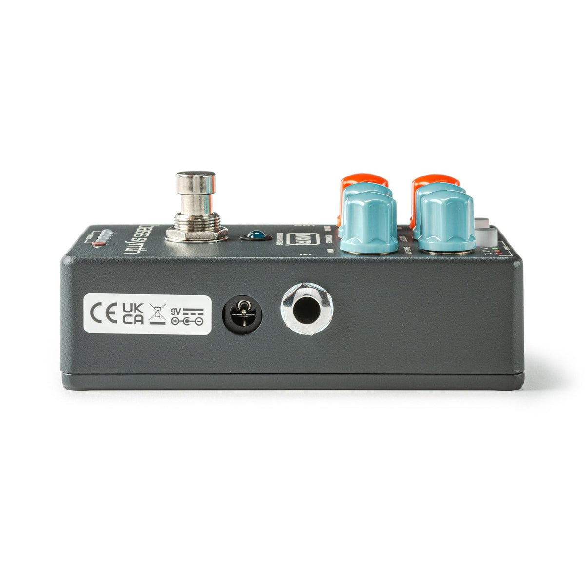 Phơ Synth MXR MB301 Bass Synth – cạnh phải với cổng INPUT và jack nguồn DC 9V