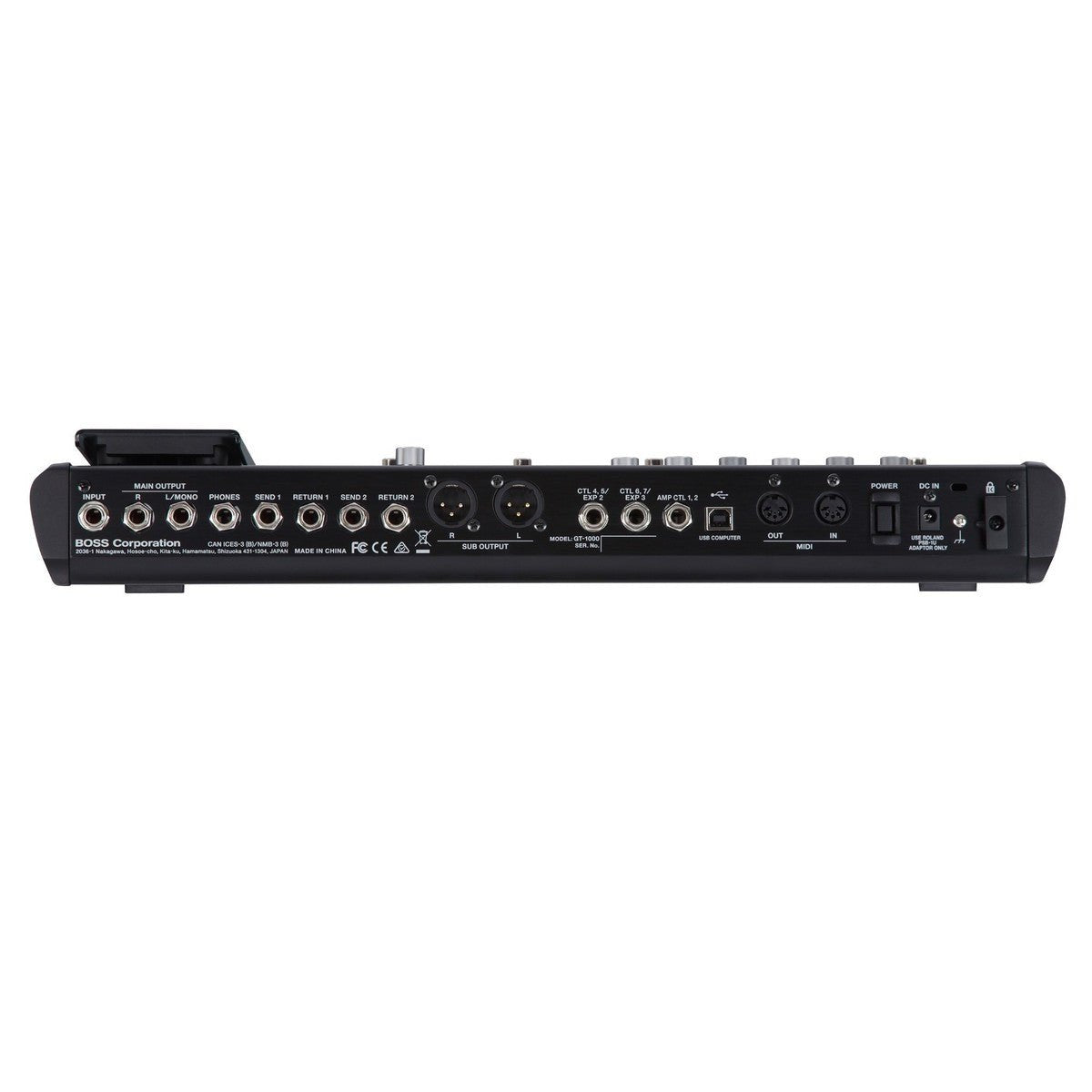 Phơ Tổng BOSS GT-1000 – toàn bộ mặt sau với hàng cổng kết nối