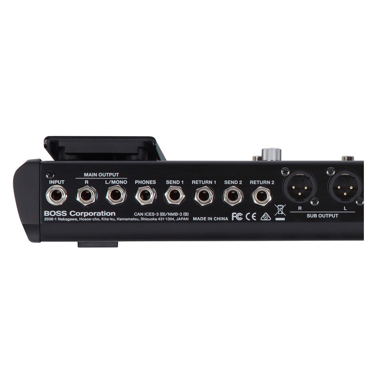 Phơ Tổng BOSS GT-1000 – mặt sau: INPUT, MAIN OUTPUT, PHONES, SEND/RETURN 1-2, XLR SUB OUTPUT