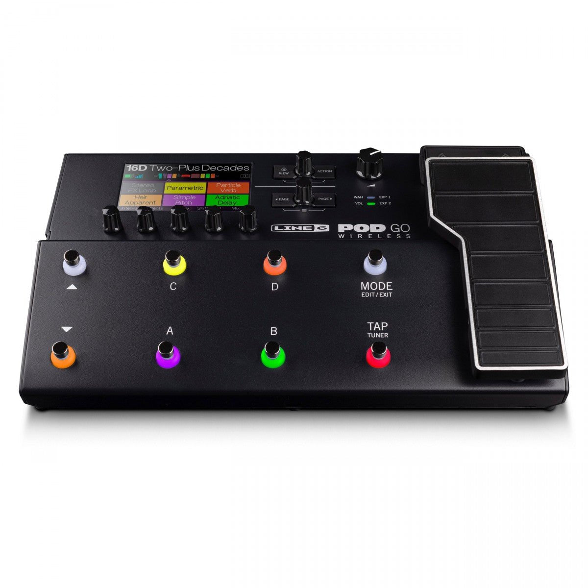 Phơ Tổng Line 6 POD Go Wireless – nhìn chính diện phía trước, logo POD GO WIRELESS cạnh màn hình