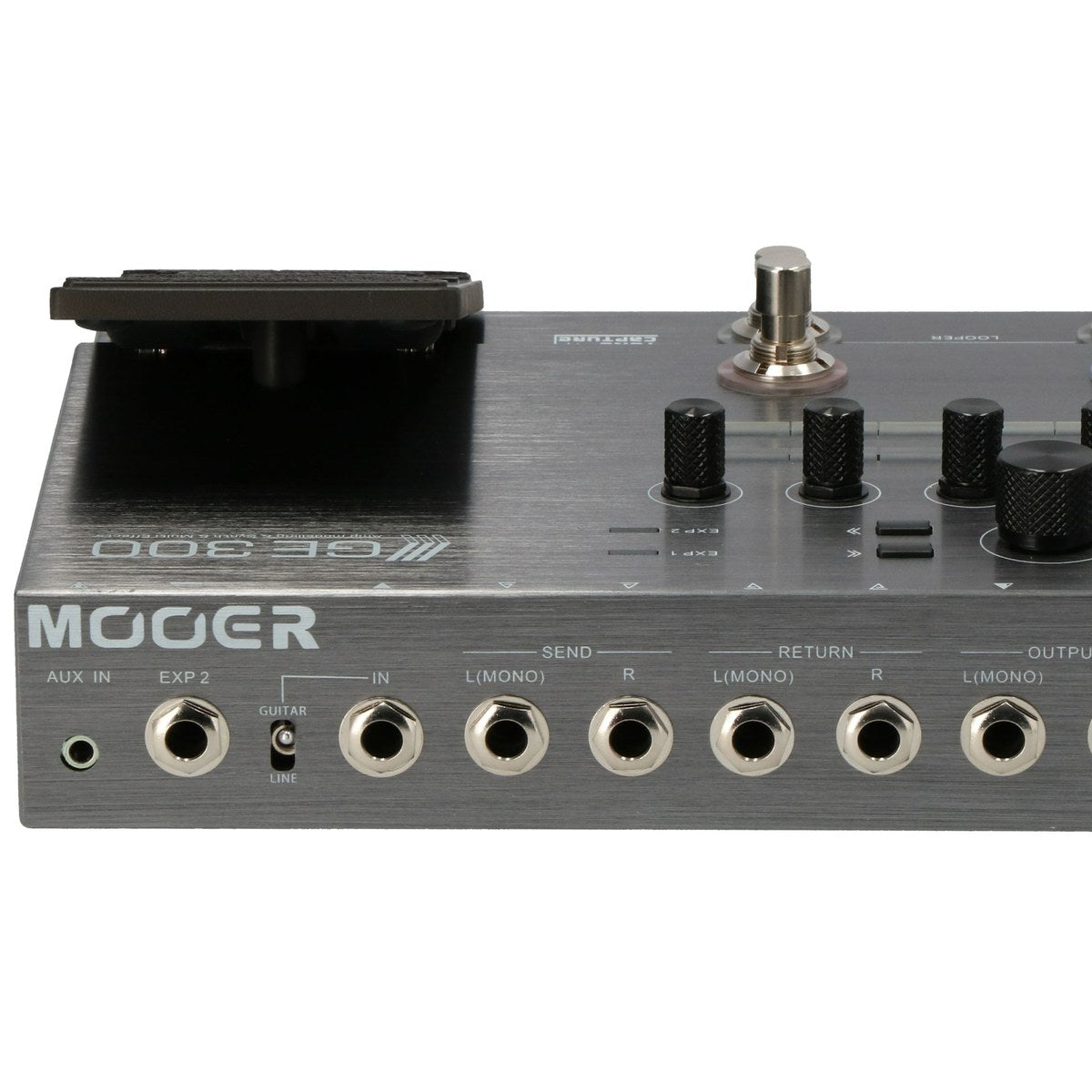 Phơ Tổng Mooer GE300 – cận cảnh cổng Aux In, EXP 2, Input, Send, Return