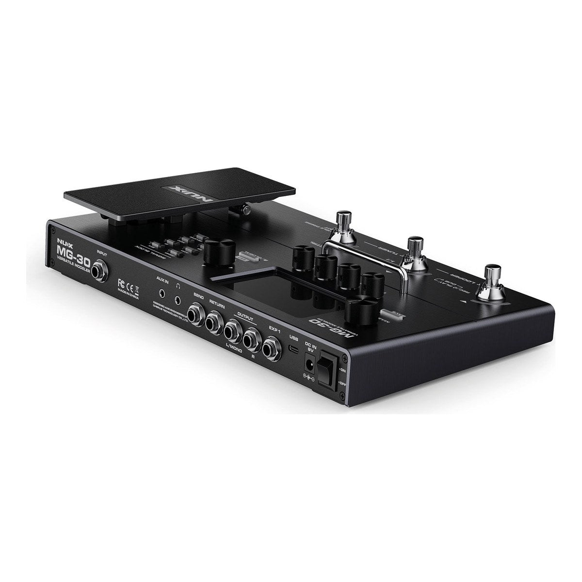 Phơ Tổng NUX MG-30 – Góc nghiêng MG-30 thấy dãy cổng kết nối phía sau