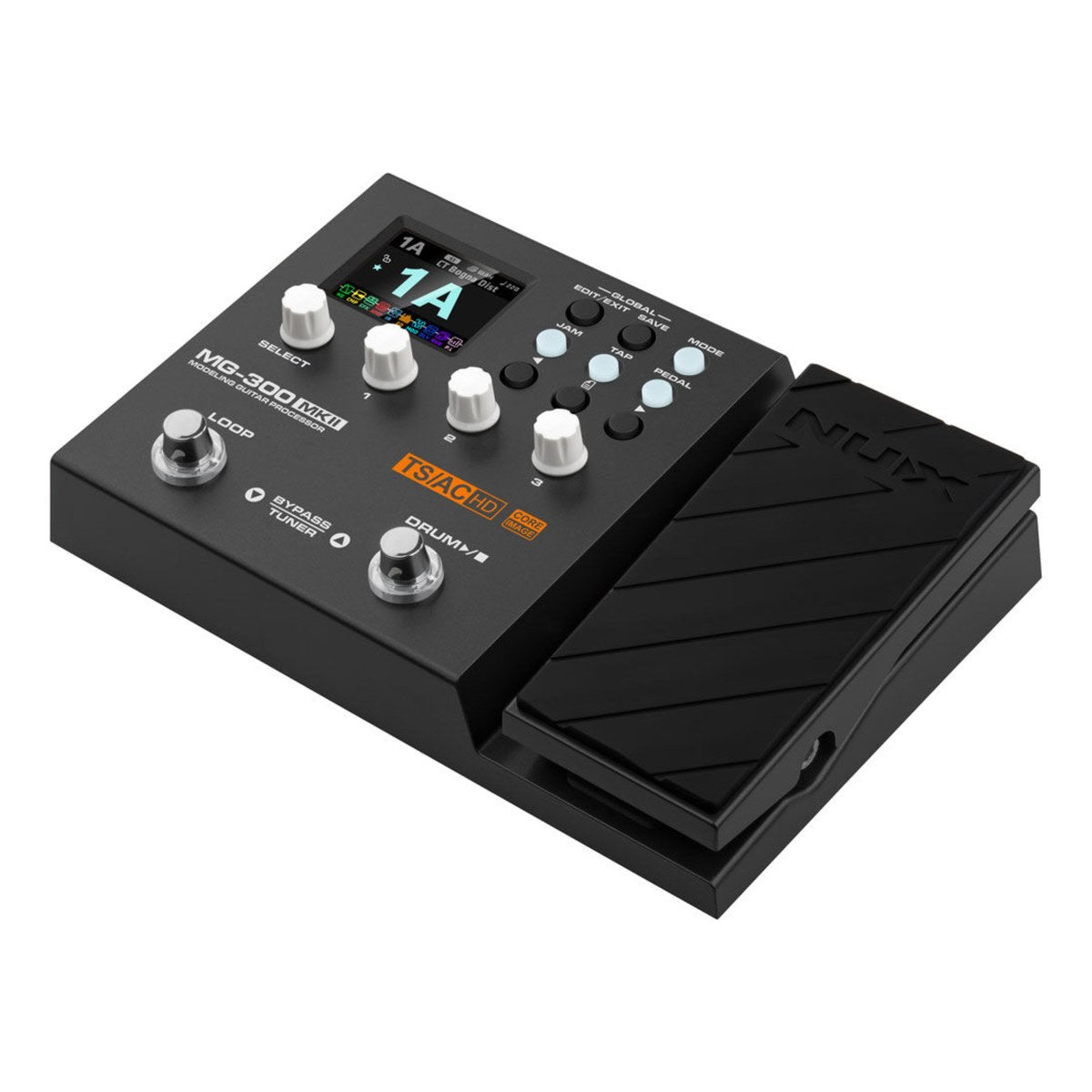 Phơ Tổng NUX MG-300 MKII – Góc nghiêng phía trước của MG-300 MKII