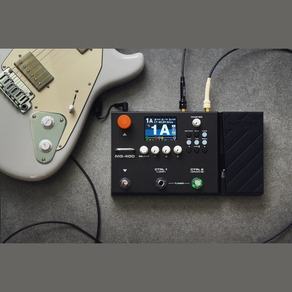 Phơ Tổng NUX MG-400 – MG-400 trong bối cảnh sử dụng cùng guitar điện