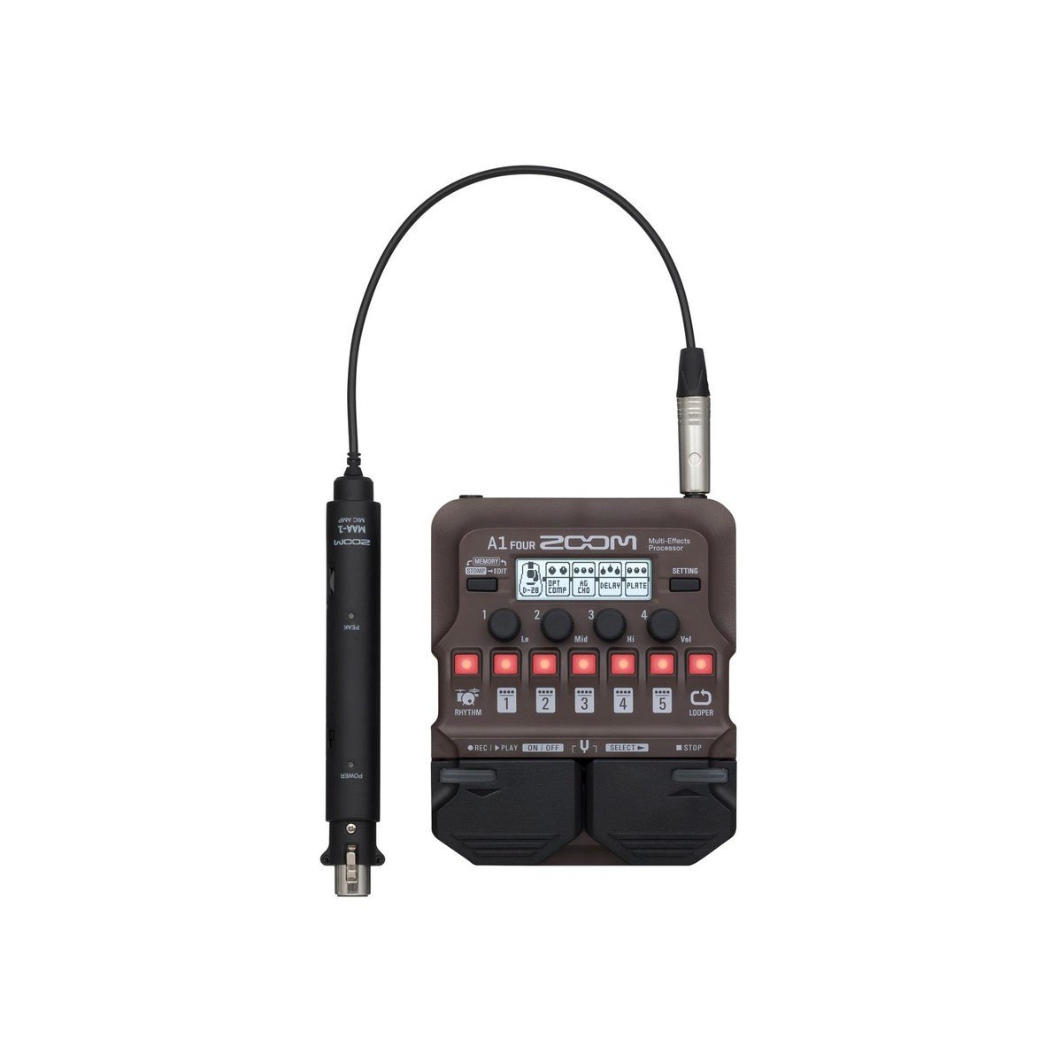 Phơ Tổng Zoom A1 FOUR – kết nối với bộ chuyển micro MAA-1 qua dây cáp