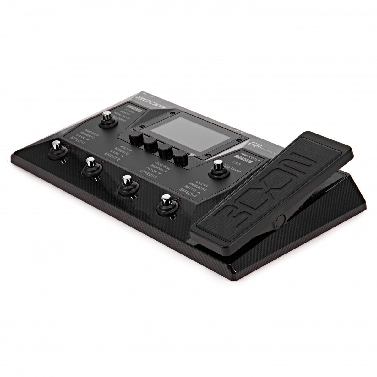 Phơ Tổng Zoom G6 – góc nghiêng từ bên phải, pedal expression có logo ZOOM