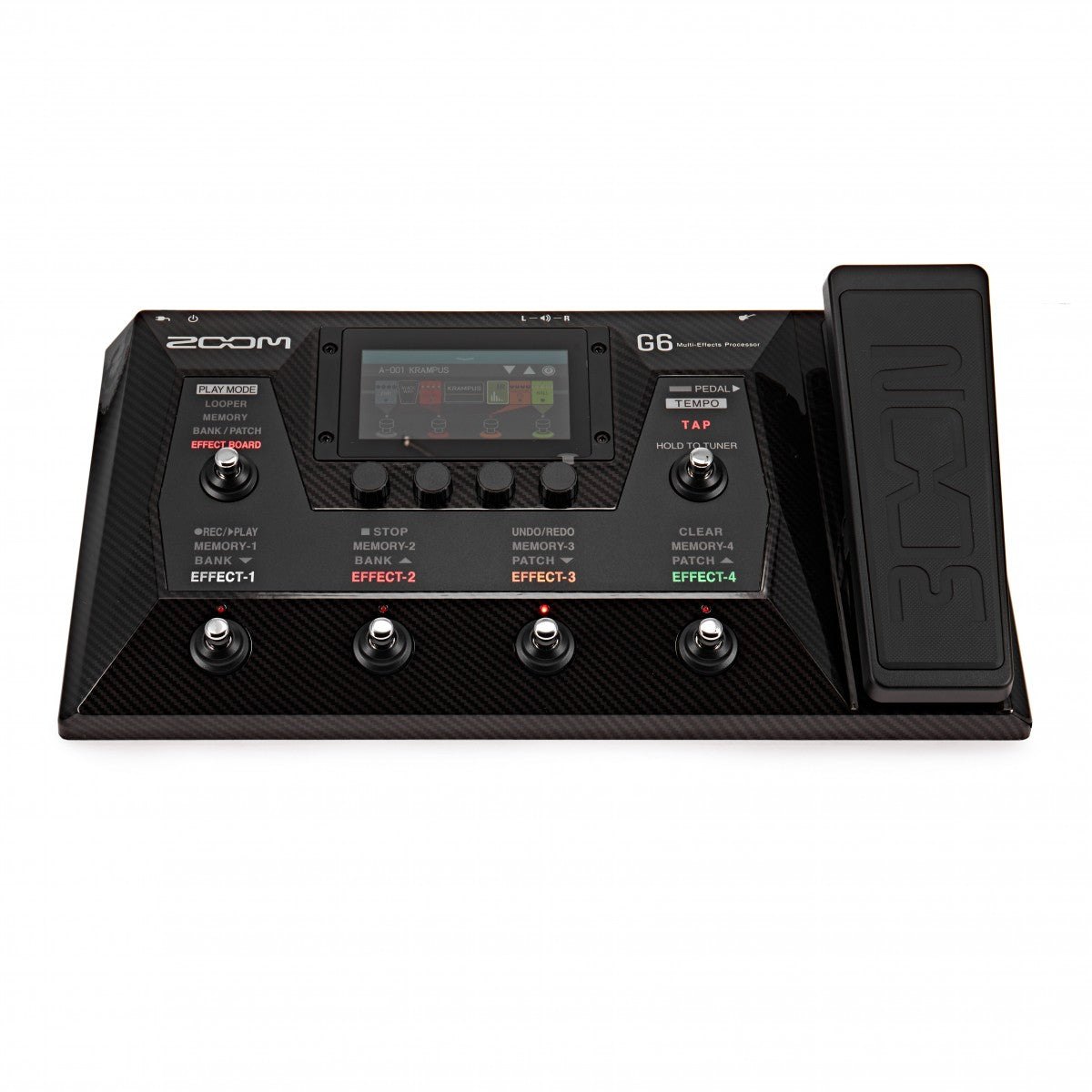 Phơ Tổng Zoom G6 – nhìn chính diện phía trước, footswitch EFFECT-1 đến EFFECT-4