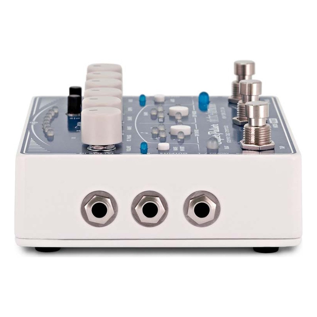 Phơ Tremolo Electro-Harmonix Super Pulsar Stereo Tap Tremolo – Cạnh bên còn lại Super Pulsar với ba jack 6.35 mm