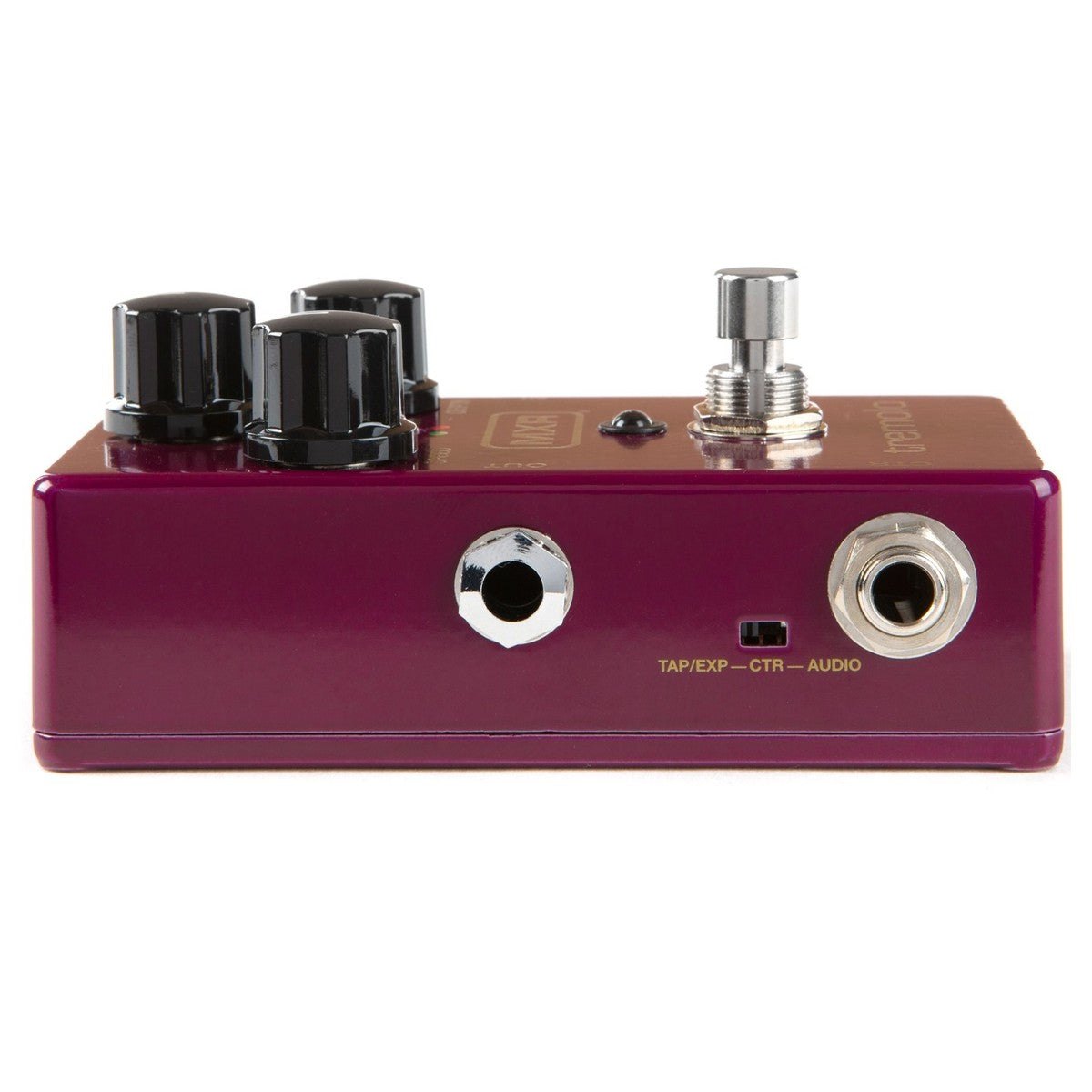 Phơ Tremolo MXR M305 Tremolo – cạnh trái với jack OUT, CTR và công tắc TAP/EXP–CTR–AUDIO