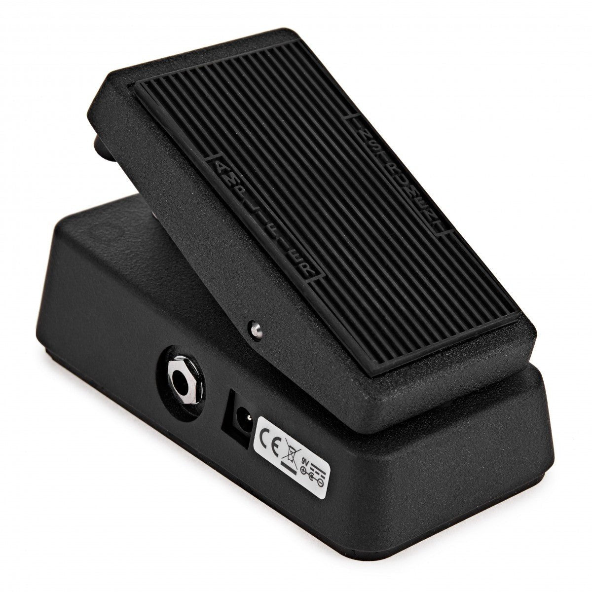 Phơ Wah Dunlop Cry Baby Q Mini CBM535Q – góc nghiêng cạnh trái với jack Amplifier và cổng adapter