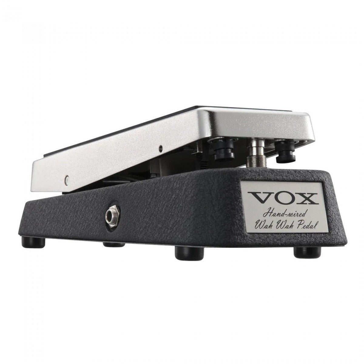 Phơ Wah Vox V846-HW Hand-Wired – cạnh bên với bảng tên Hand-wired Wah Wah Pedal và jack cắm