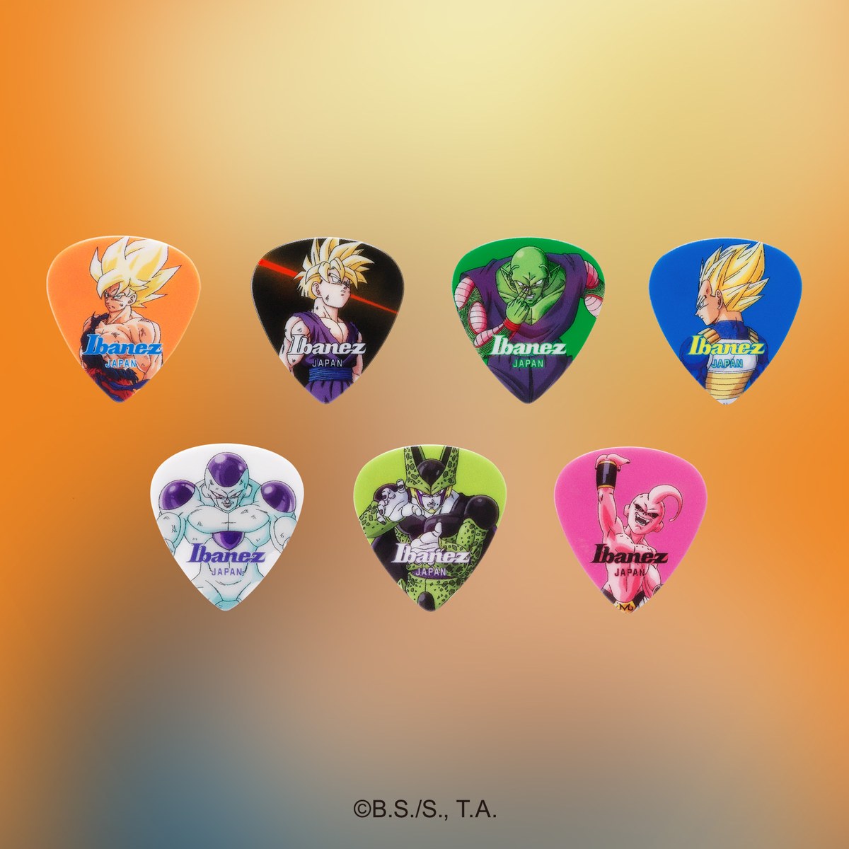 Bộ 7 pick gảy đàn guitar Ibanez Dragon Ball Z, ảnh studio chính thức