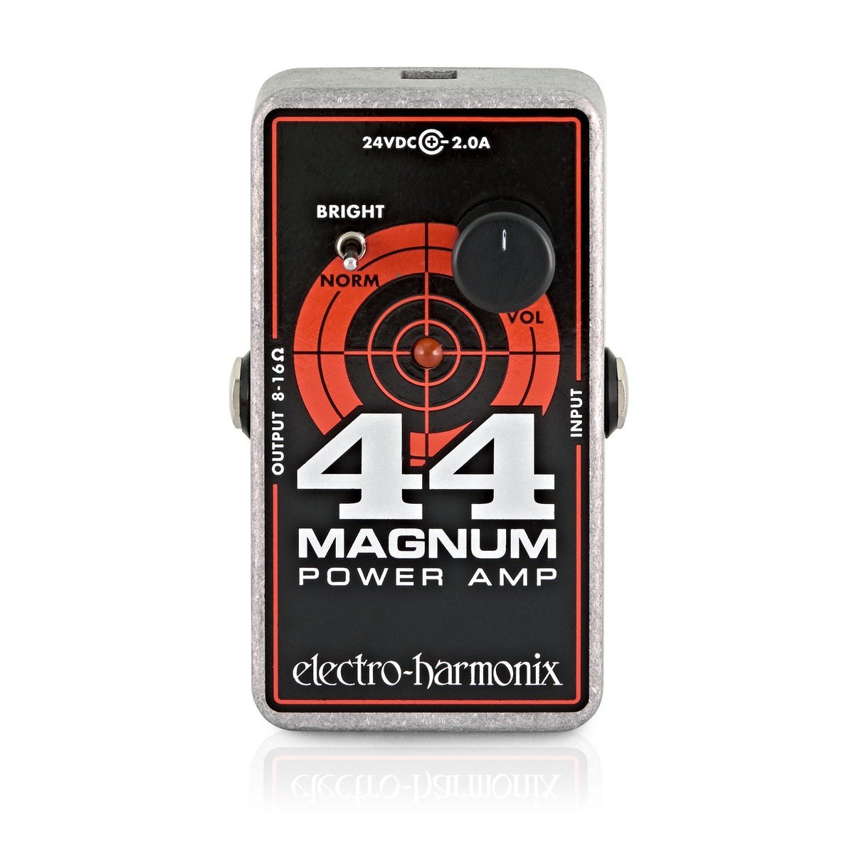 Power Amp Guitar Electro-Harmonix 44 Magnum 44W – mặt trên với núm VOL, công tắc BRIGHT/NORM và đèn LED