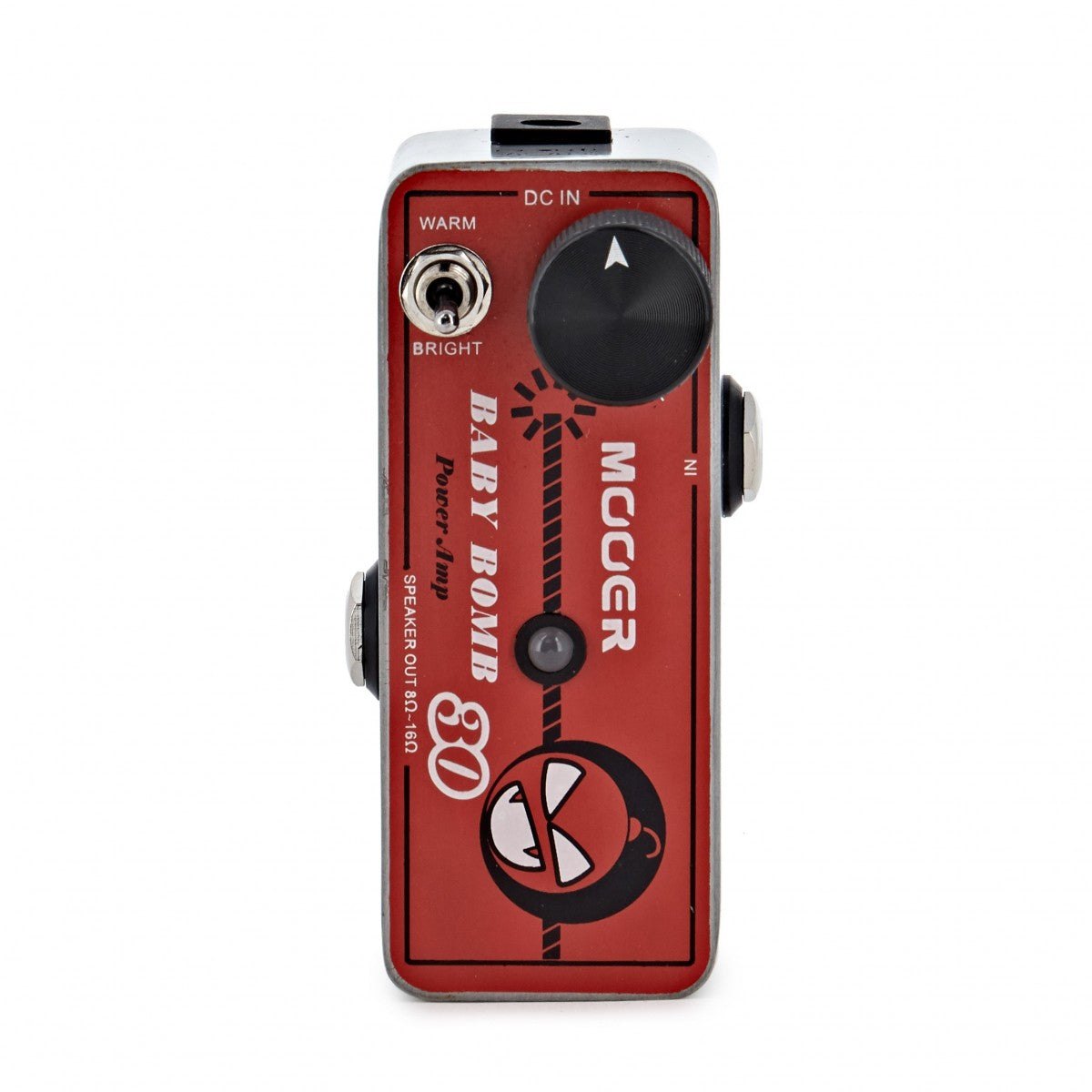 Power Amp Guitar Mooer Baby Bomb 30 – mặt trên với núm MASTER và công tắc WARM/BRIGHT