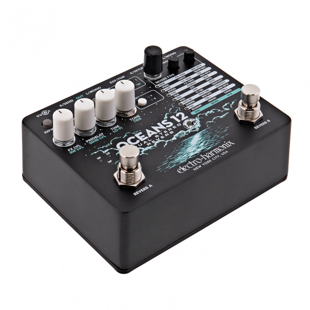 Reverb Pedal Guitar Electro Harmonix Oceans 12 Dual Stereo