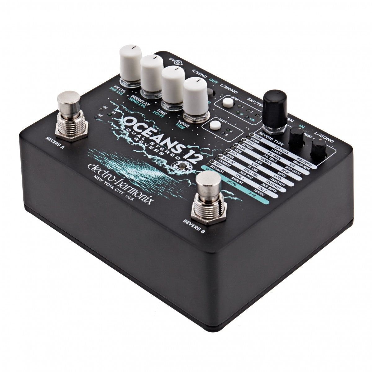 Reverb Pedal Guitar Electro Harmonix Oceans 12 Dual Stereo