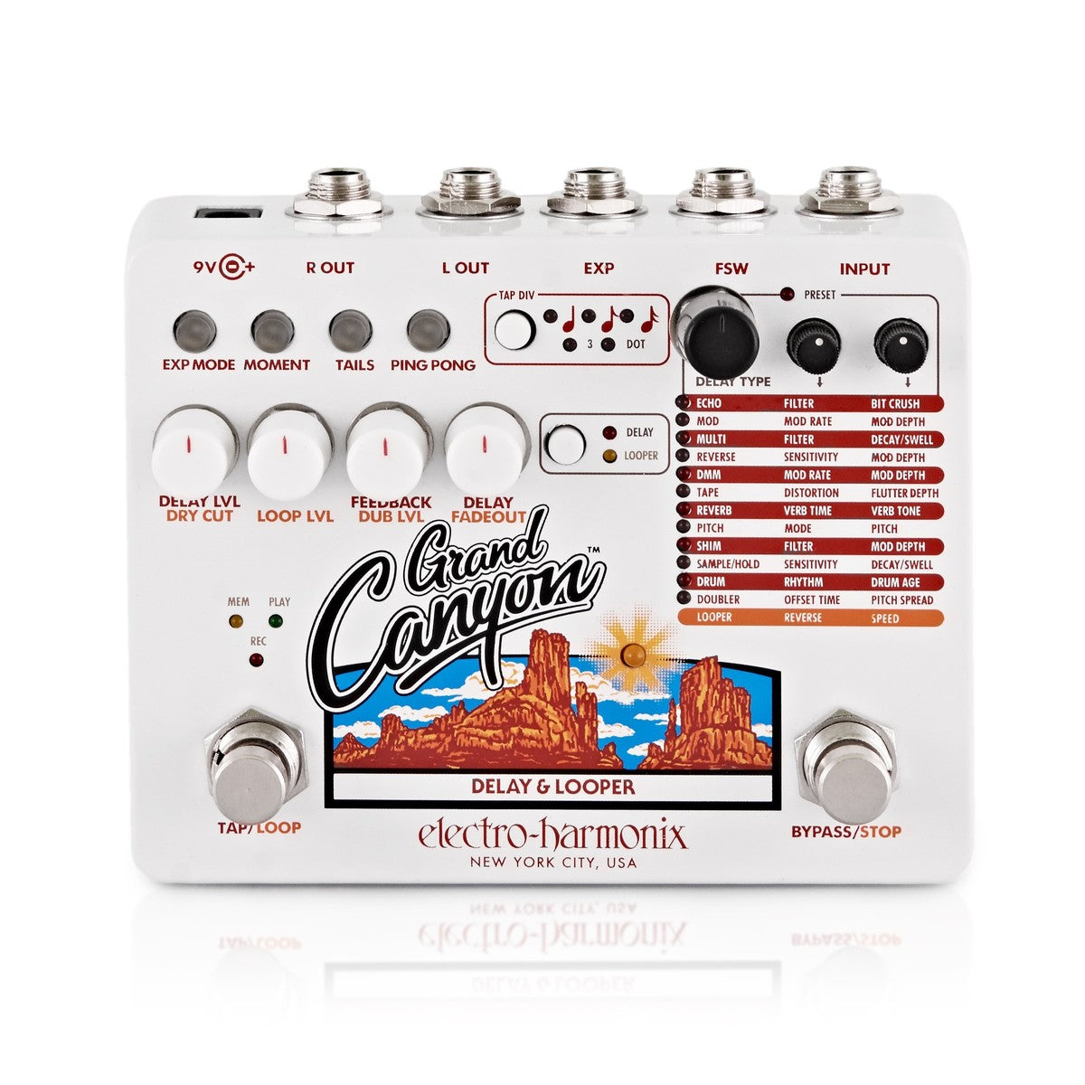 Electro-Harmonix Grand Canyon Delay & Looper Guitar Effects Pedal, Digital Pedal