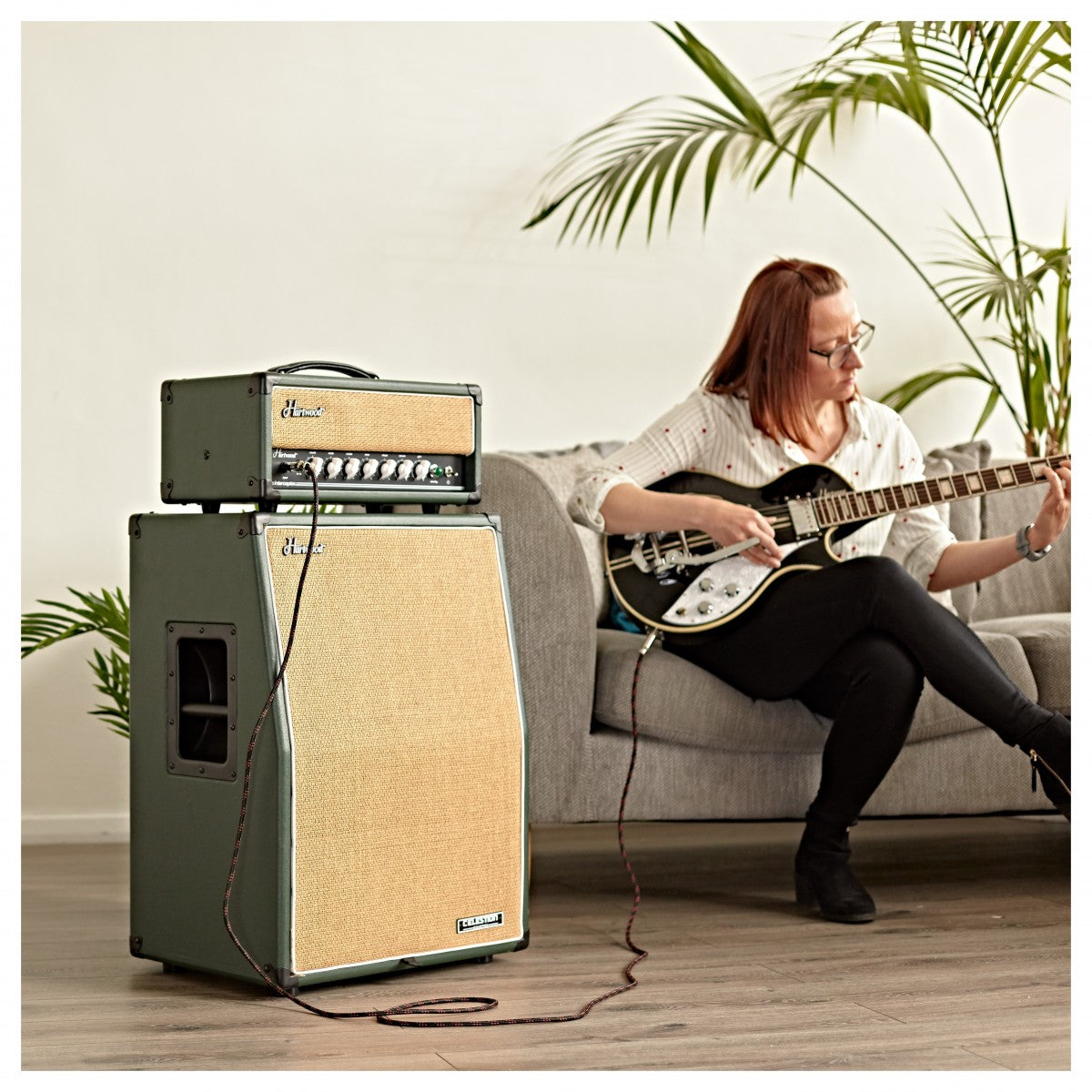 Hartwood 2 x 12" Angled Vertical V30 Cab, British Racing Green