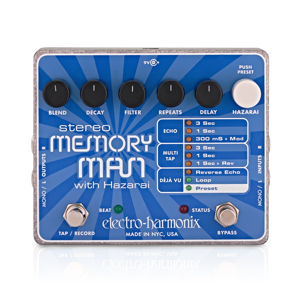 Delay Pedal Guitar Electro Harmonix Stereo Memory Man w/ Hazarai