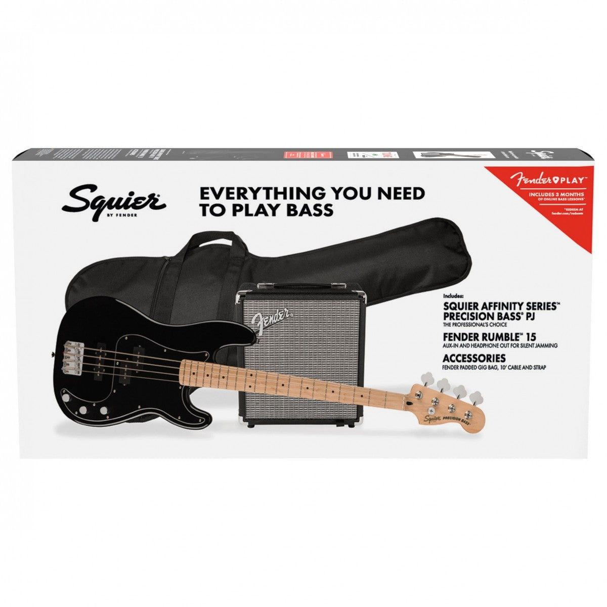 Squier Affinity Precision Bass PJ Pack, Maple Fingerboard, Black