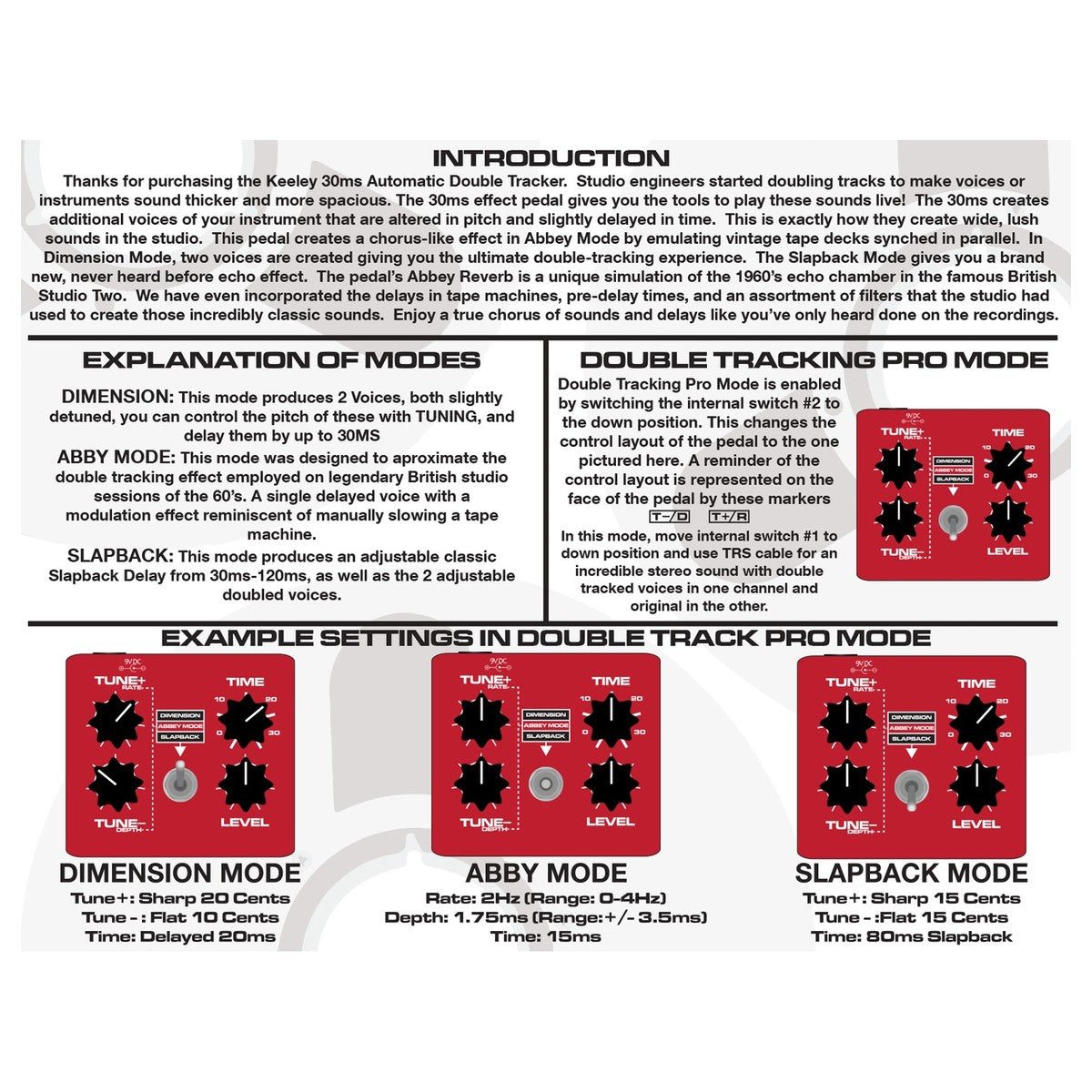 Chorus Pedal Guitar Keeley 30ms Double Tracker