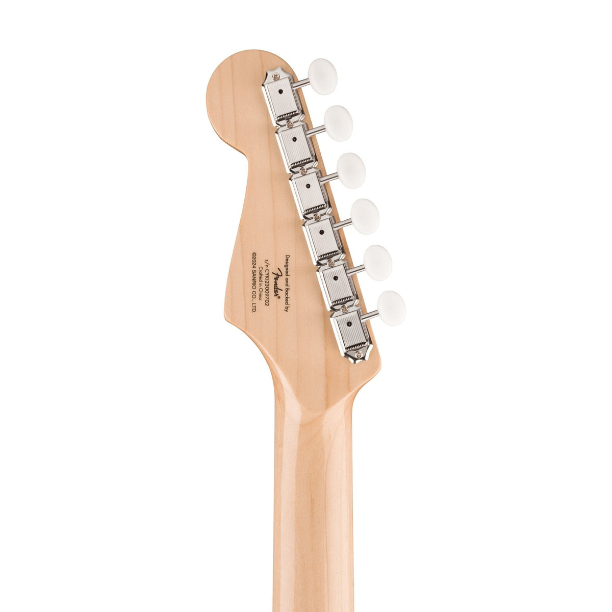 Đàn Guitar Điện Squier Hello Kitty White Stratocaster màu White – đầu đàn mặt sau